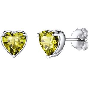 Heart Birthstone Sterling Silver Earrings